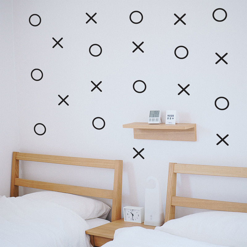 Set of 20 Vinyl Wall Art Decals - XOXO’s - 28" x 22" - Trendy Tic Tac Toe Pattern Home Living Room Workplace Decor - Modern Apartment Bedroom Office Work Peel and Stick Decals (28" x 22"; Black) 3