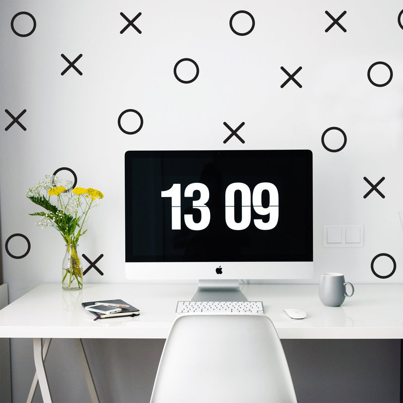 Set of 20 Vinyl Wall Art Decals - XOXO’s - 28" x 22" - Trendy Tic Tac Toe Pattern Home Living Room Workplace Decor - Modern Apartment Bedroom Office Work Peel and Stick Decals (28" x 22"; Black) 4