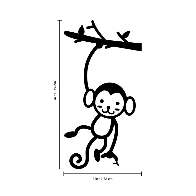 Vinyl Wall Art Decal - Cute Monkey On A Branch - 6" x 3" - Fun Kids Boy Girl Decor for Home Light Switch Luggage Bedroom Living Room Laptop Computer Window Mirror Car Bumper Sticker Design 4