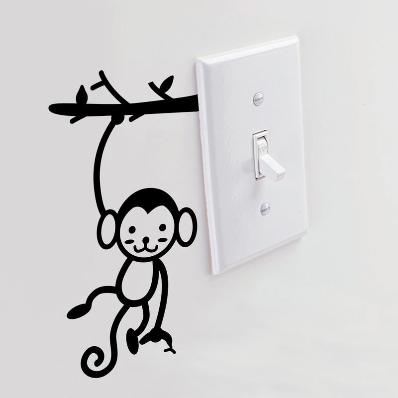 Vinyl Wall Art Decal - Cute Monkey On A Branch - 6" x 3" - Fun Kids Boy Girl Decor for Home Light Switch Luggage Bedroom Living Room Laptop Computer Window Mirror Car Bumper Sticker Design 3