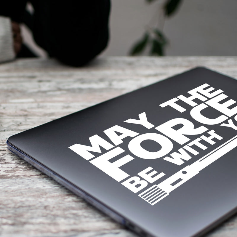 Vinyl Wall Art Decals - May The Force Be with You - 12" x 23" - Star Wars Inspired Modern Decals for Home Bedroom Living Room Apartment - Kids Teens Adults Office Work Decorations (12" x 23"; White) 2