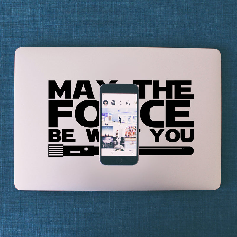 Vinyl Wall Art Decals - May The Force Be with You - 6" x 11" - Star Wars Inspired Modern Decals for Home Bedroom Living Room Apartment - Kids Teens Adults Office Work Decorations (6" x 11"; Black) 2