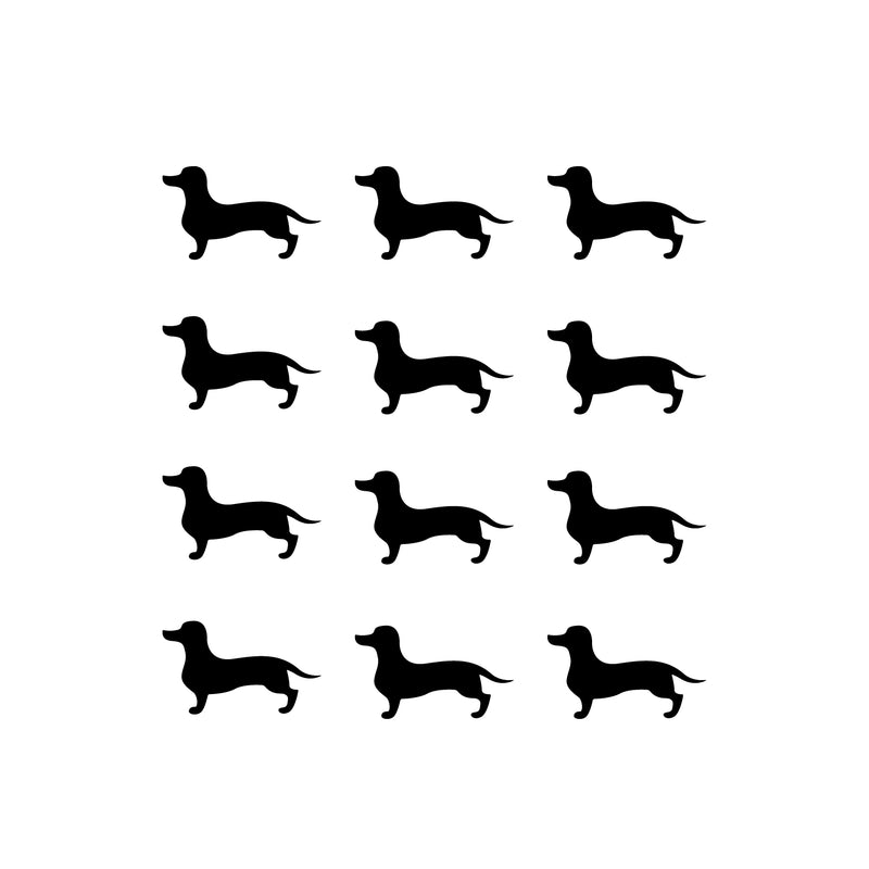 Set of 12 Vinyl Wall Art Decals - Dachshund Dogs - 3.Each - Fun Trendy Wiener Dog Decor for Home Apartment Bedroom Living Room - Cool Indoor Outdoor Teens Kids Theme (3.Each; White) 1