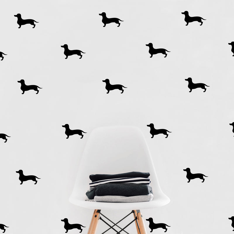 Set of 12 Vinyl Wall Art Decals - Dachshund Dogs - 3.Each - Fun Trendy Wiener Dog Decor for Home Apartment Bedroom Living Room - Cool Indoor Outdoor Teens Kids Theme (3.Each; White) 2