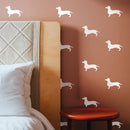 Set of 12 Vinyl Wall Art Decals - Dachshund Dogs - 3.5" x 6" Each - Fun Trendy Wiener Dog Decor for Home Apartment Bedroom Living Room - Cool Indoor Outdoor Teens Kids Theme (3.5" x 6" Each; White) 3