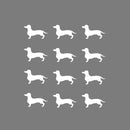 Set of 12 Vinyl Wall Art Decals - Dachshund Dogs - 3.5" x 6" Each - Fun Trendy Wiener Dog Decor for Home Apartment Bedroom Living Room - Cool Indoor Outdoor Teens Kids Theme (3.5" x 6" Each; White) 1