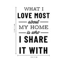 Vinyl Wall Art Decal - What I Love Most About My Home is Who I Share It with - 22.5" x 15" - Positive Home Living Room Bedroom Sticker Decor - Family Love Quote Indoor Outdoor Household Decals 4
