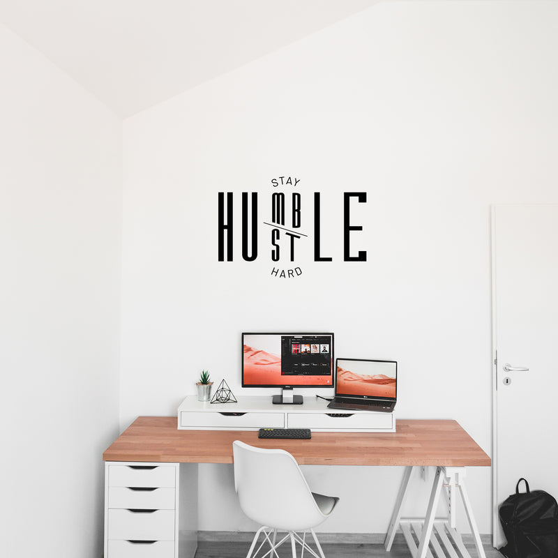 Vinyl Wall Art Decal - Stay Humble Hustle Hard - 16" x 23" - Modern Motivational Home Bedroom Apartment Decor - Inspirational Indoor Outdoor Living Room Office Work Quotes (16" x 23"; Black) 3