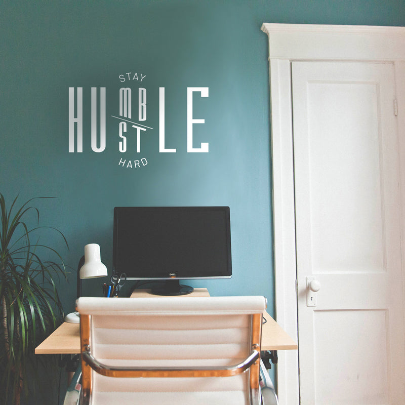 Vinyl Wall Art Decal - Stay Humble Hustle Hard - 16" x 23" - Modern Motivational Home Bedroom Apartment Decor - Inspirational Indoor Outdoor Living Room Office Work Quotes 2