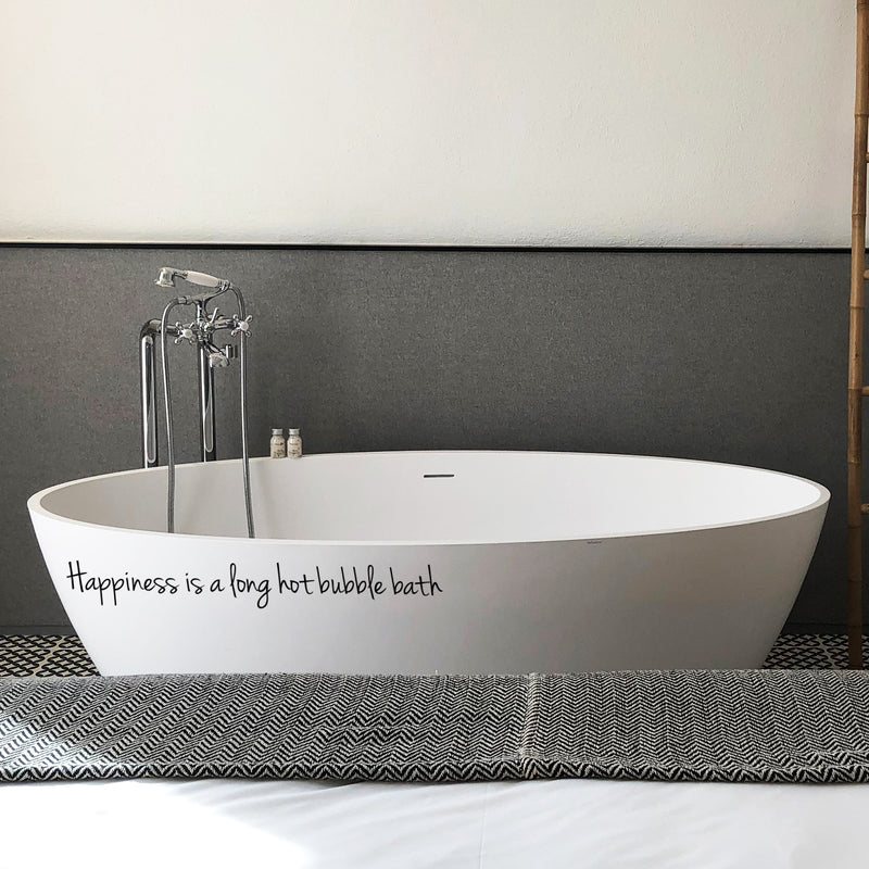 Vinyl Wall Art Decal - Happiness is A Long Hot Bubble Bath - 3" x 23" - Modern Witty Home Living Room Bedroom Bathroom Sticker Decoration - Funny Couples Household Apartment Peel and Stick 3