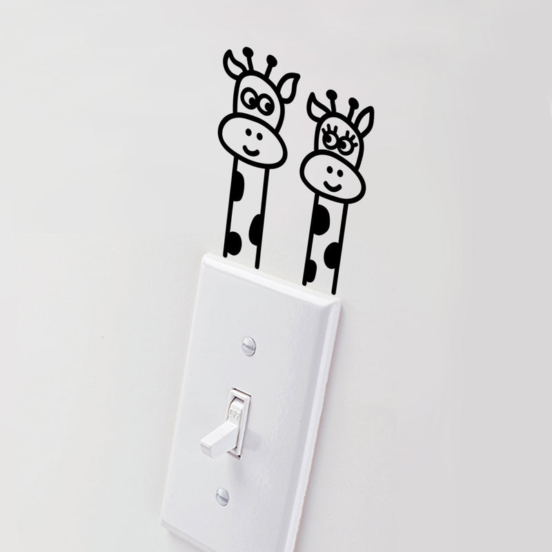 Vinyl Wall Art Decal - 2 Giraffes - 3.7" x 3" - Cute Animal Decor for Light Switch Window Mirror Luggage Car Bumper Laptop Computer Home Bedroom Living Room Nursery Playroom Designs 2
