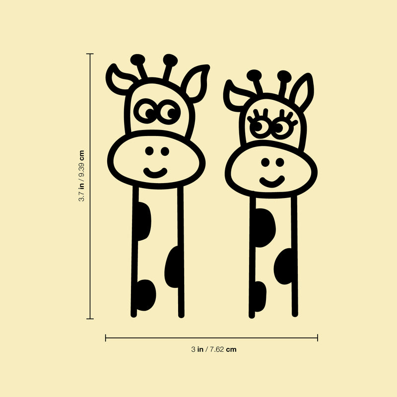 Vinyl Wall Art Decal - 2 Giraffes - 3.7" x 3" - Cute Animal Decor for Light Switch Window Mirror Luggage Car Bumper Laptop Computer Home Bedroom Living Room Nursery Playroom Designs 4