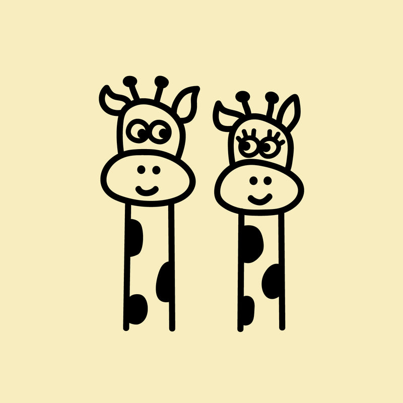 Vinyl Wall Art Decal - 2 Giraffes - 3.7" x 3" - Cute Animal Decor for Light Switch Window Mirror Luggage Car Bumper Laptop Computer Home Bedroom Living Room Nursery Playroom Designs 1