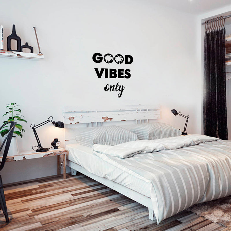 Vinyl Wall Art Decal - Good Vibes Only - 25" x 23" - Motivational Home Bedroom Apartment Living Room Decor - Inspirational Workplace Office Work Quotes 2