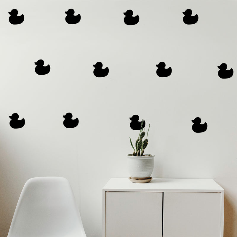 Set of 12 Vinyl Wall Art Decal - Little Ducks - Each - Cute Fun Home Indoor Outdoor Bedroom Living Room Apartment Nursery - Shower Bath Time Nursery Playroom Decor (Each; Black) 2