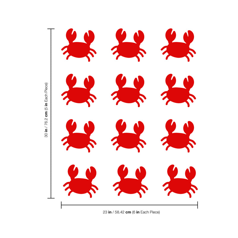 Set of 12 Vinyl Wall Art Decal - Little Crabs - Each - Cute Fun Home Indoor Outdoor Bedroom Living Room Apartment Nursery - Playful Shower Bath Time Nursery Playroom Decor 4