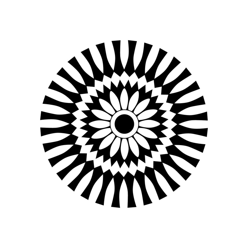 Vinyl Wall Art Decal - Abstract Sunflower Figure - 23" x 23" - Modern Home Bedroom Apartment Workplace Optical Illusion - Cool Living Room Door Office Work Door Window Decoration (23" x 23"; Black) 1