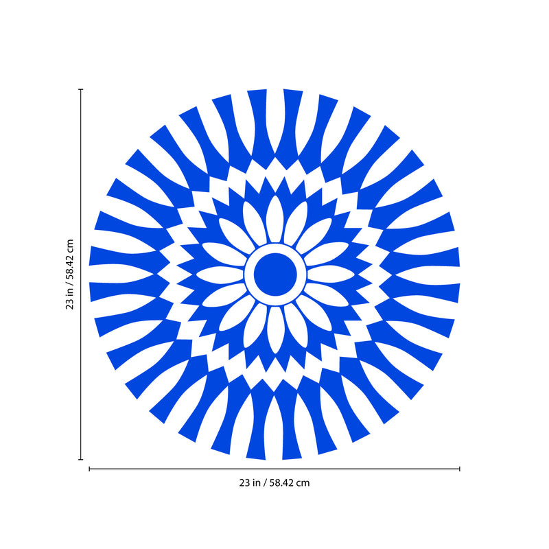 Vinyl Wall Art Decal - Abstract Sunflower Figure - 23" x 23" - Modern Home Bedroom Apartment Workplace Optical Illusion - Cool Living Room Door Office Work Door Window Decoration (23" x 23"; Blue) 1