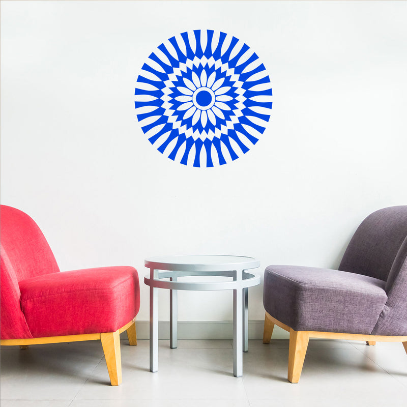 Vinyl Wall Art Decal - Abstract Sunflower Figure - 23" x 23" - Modern Home Bedroom Apartment Workplace Optical Illusion - Cool Living Room Door Office Work Door Window Decoration (23" x 23"; Blue) 2