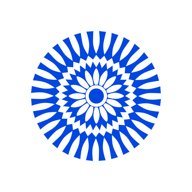 Vinyl Wall Art Decal - Abstract Sunflower Figure - 23" x 23" - Modern Home Bedroom Apartment Workplace Optical Illusion - Cool Living Room Door Office Work Door Window Decoration (23" x 23"; Blue) 4