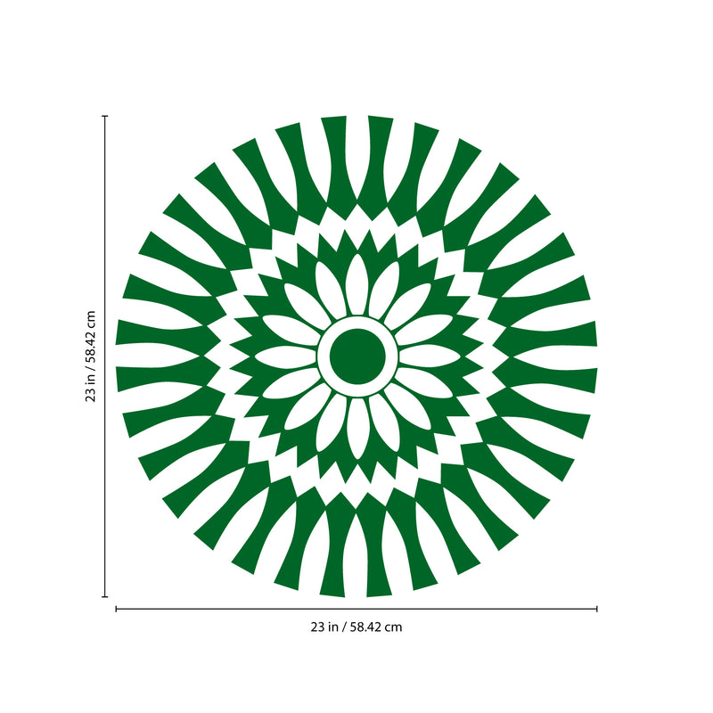 Vinyl Wall Art Decal - Abstract Sunflower Figure - 23" x 23" - Modern Home Bedroom Apartment Workplace Optical Illusion - Cool Living Room Door Office Work Door Window Decoration (23" x 23"; Green) 1