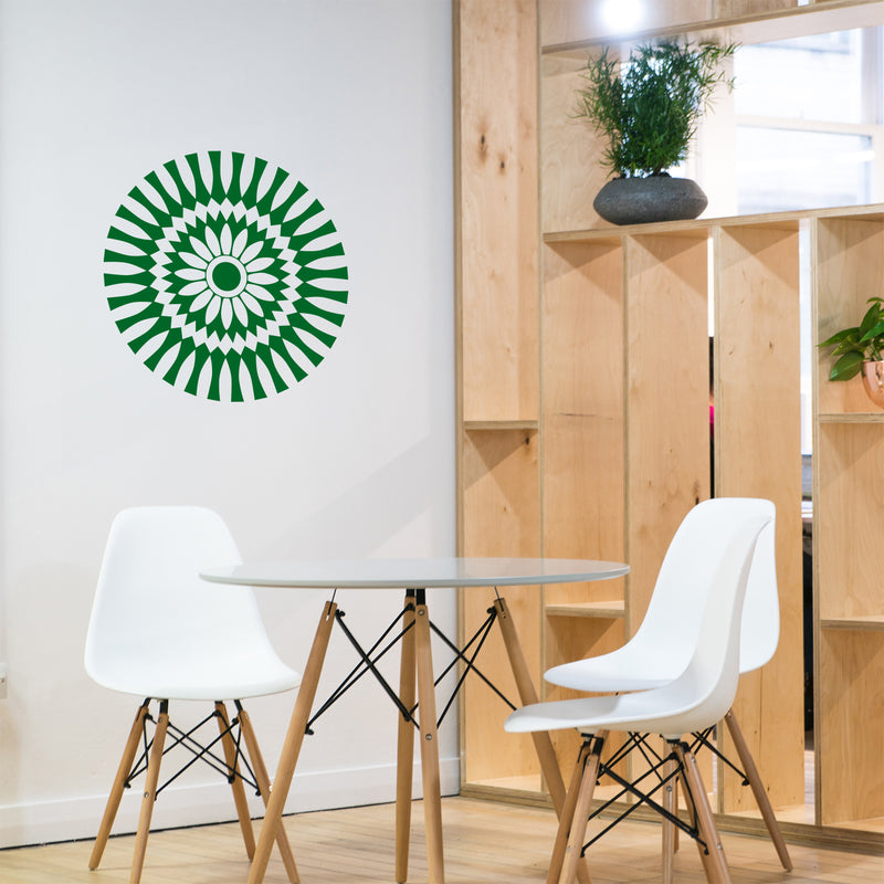 Vinyl Wall Art Decal - Abstract Sunflower Figure - 23" x 23" - Modern Home Bedroom Apartment Workplace Optical Illusion - Cool Living Room Door Office Work Door Window Decoration (23" x 23"; Green) 2