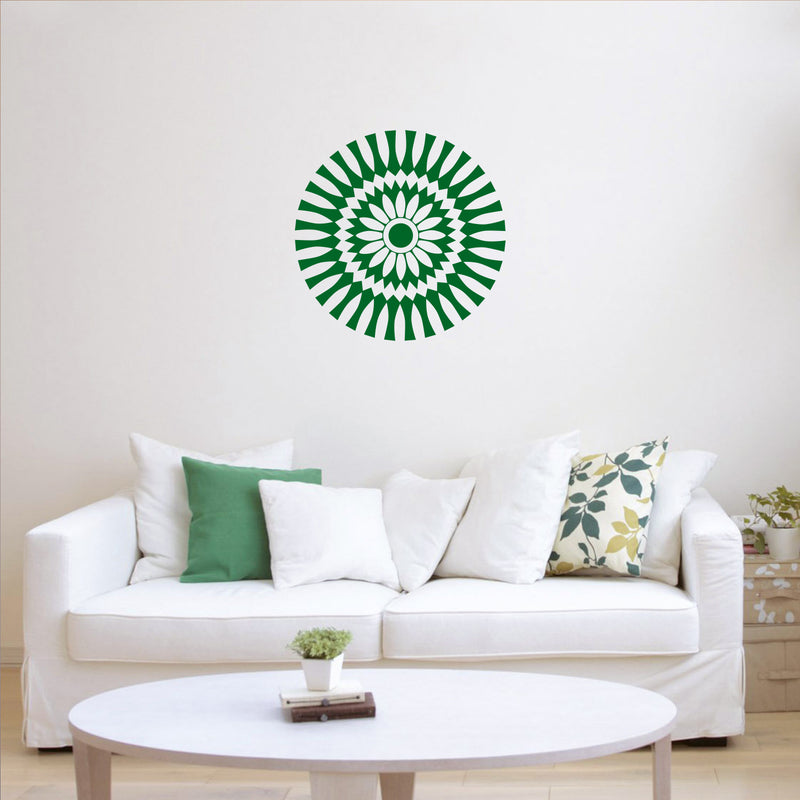 Vinyl Wall Art Decal - Abstract Sunflower Figure - 23" x 23" - Modern Home Bedroom Apartment Workplace Optical Illusion - Cool Living Room Door Office Work Door Window Decoration (23" x 23"; Green) 3