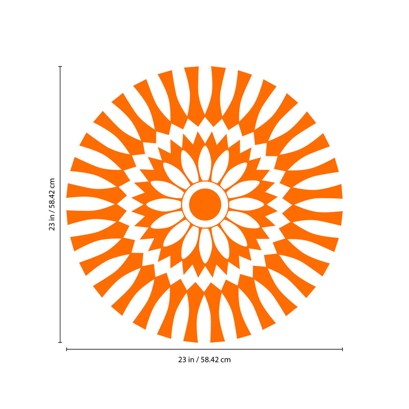 Vinyl Wall Art Decal - Abstract Sunflower Figure - 23" x 23" - Modern Home Bedroom Apartment Workplace Optical Illusion - Cool Living Room Door Office Work Door Window Decoration (23" x 23"; Orange) 1