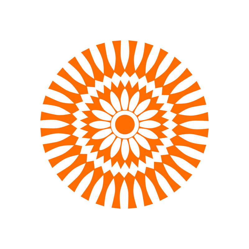 Vinyl Wall Art Decal - Abstract Sunflower Figure - 23" x 23" - Modern Home Bedroom Apartment Workplace Optical Illusion - Cool Living Room Door Office Work Door Window Decoration (23" x 23"; Orange) 4