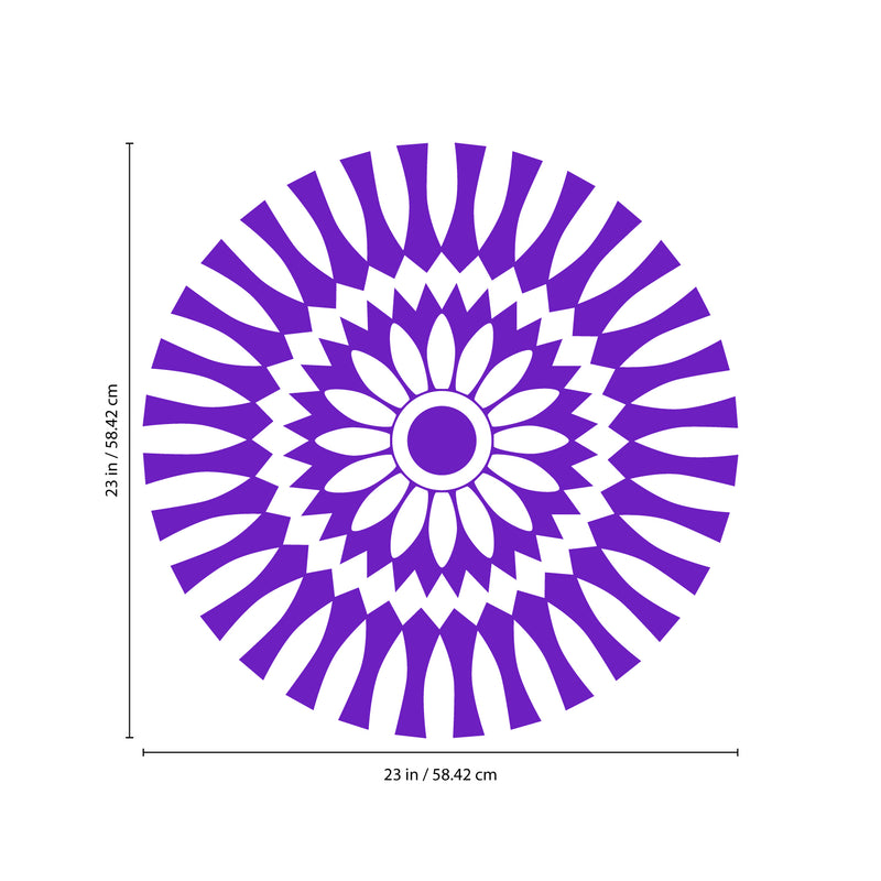Vinyl Wall Art Decal - Abstract Sunflower Figure - 23" x 23" - Modern Home Bedroom Apartment Workplace Optical Illusion - Cool Living Room Door Office Work Door Window Decoration (23" x 23"; Purple) 1