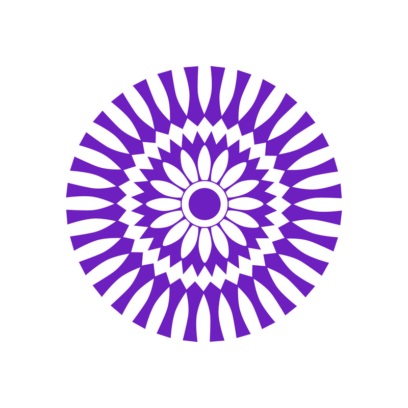 Vinyl Wall Art Decal - Abstract Sunflower Figure - 23" x 23" - Modern Home Bedroom Apartment Workplace Optical Illusion - Cool Living Room Door Office Work Door Window Decoration (23" x 23"; Purple) 2