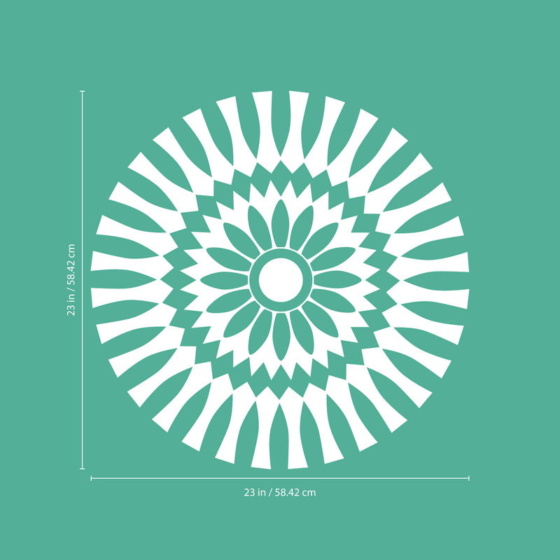 Vinyl Wall Art Decal - Abstract Sunflower Figure - 23" x 23" - Modern Home Bedroom Apartment Workplace Optical Illusion - Cool Living Room Door Office Work Door Window Decoration (23" x 23"; White) 1