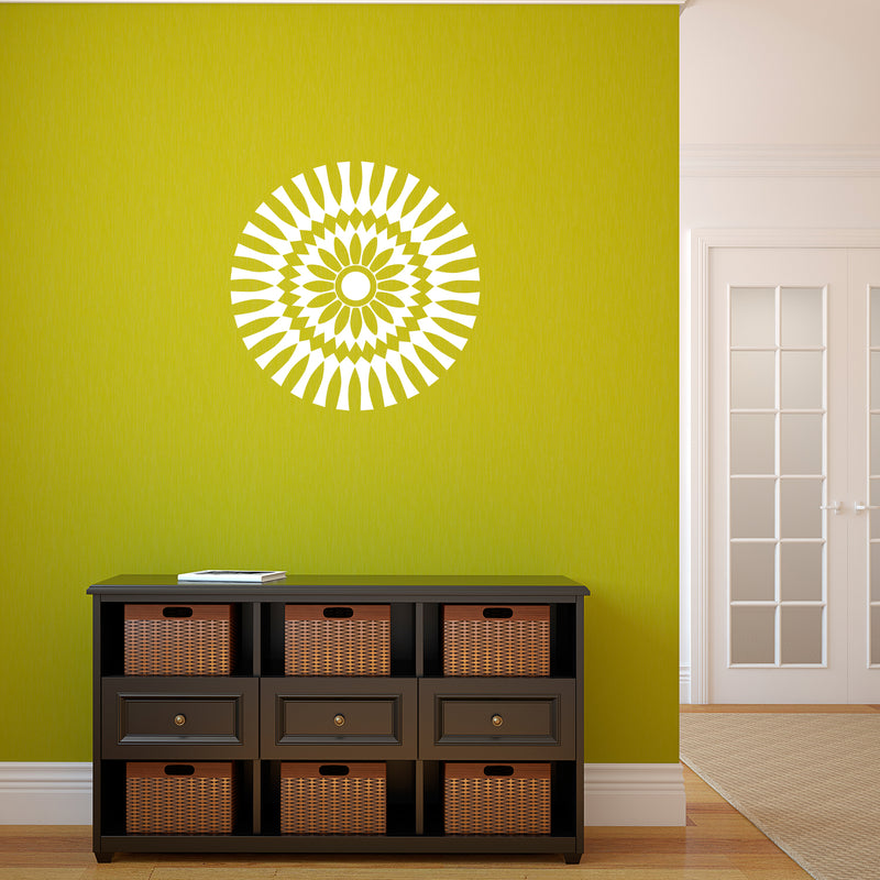 Vinyl Wall Art Decal - Abstract Sunflower Figure - 23" x 23" - Modern Home Bedroom Apartment Workplace Optical Illusion - Cool Living Room Door Office Work Door Window Decoration (23" x 23"; White) 2