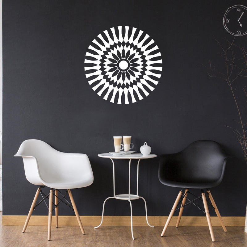 Vinyl Wall Art Decal - Abstract Sunflower Figure - 23" x 23" - Modern Home Bedroom Apartment Workplace Optical Illusion - Cool Living Room Door Office Work Door Window Decoration (23" x 23"; White) 3