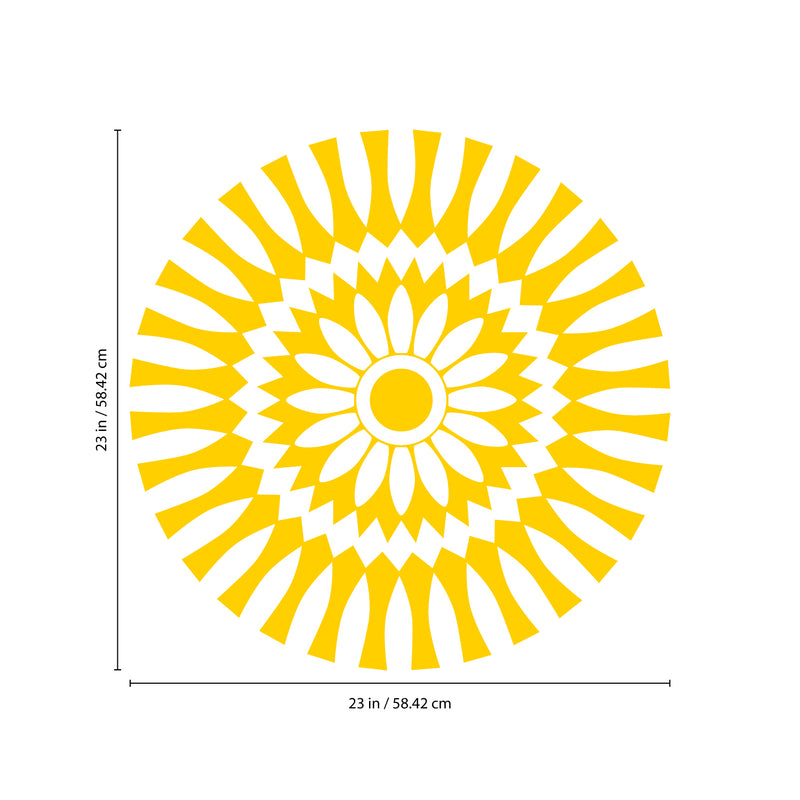 Vinyl Wall Art Decal - Abstract Sunflower Figure - 23" x 23" - Modern Home Bedroom Apartment Workplace Optical Illusion - Cool Living Room Door Office Work Door Window Decoration (23" x 23"; Yellow) 4