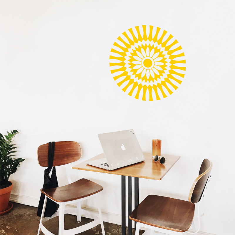 Vinyl Wall Art Decal - Abstract Sunflower Figure - 23" x 23" - Modern Home Bedroom Apartment Workplace Optical Illusion - Cool Living Room Door Office Work Door Window Decoration (23" x 23"; Yellow) 2