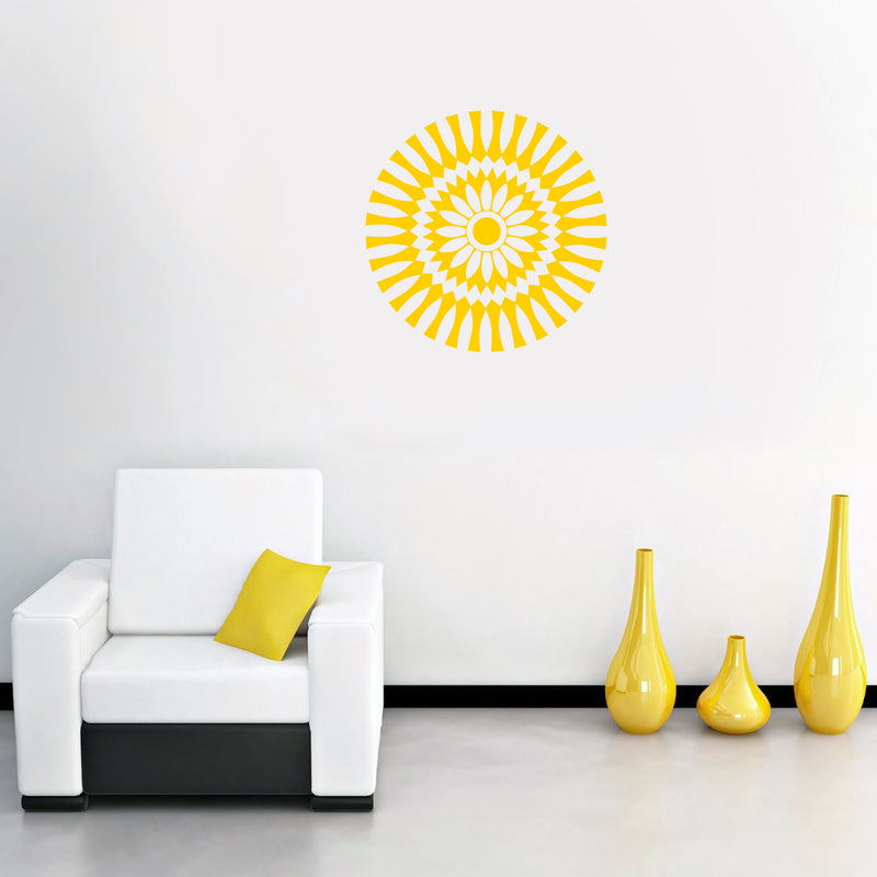 Vinyl Wall Art Decal - Abstract Sunflower Figure - 23" x 23" - Modern Home Bedroom Apartment Workplace Optical Illusion - Cool Living Room Door Office Work Door Window Decoration (23" x 23"; Yellow) 3