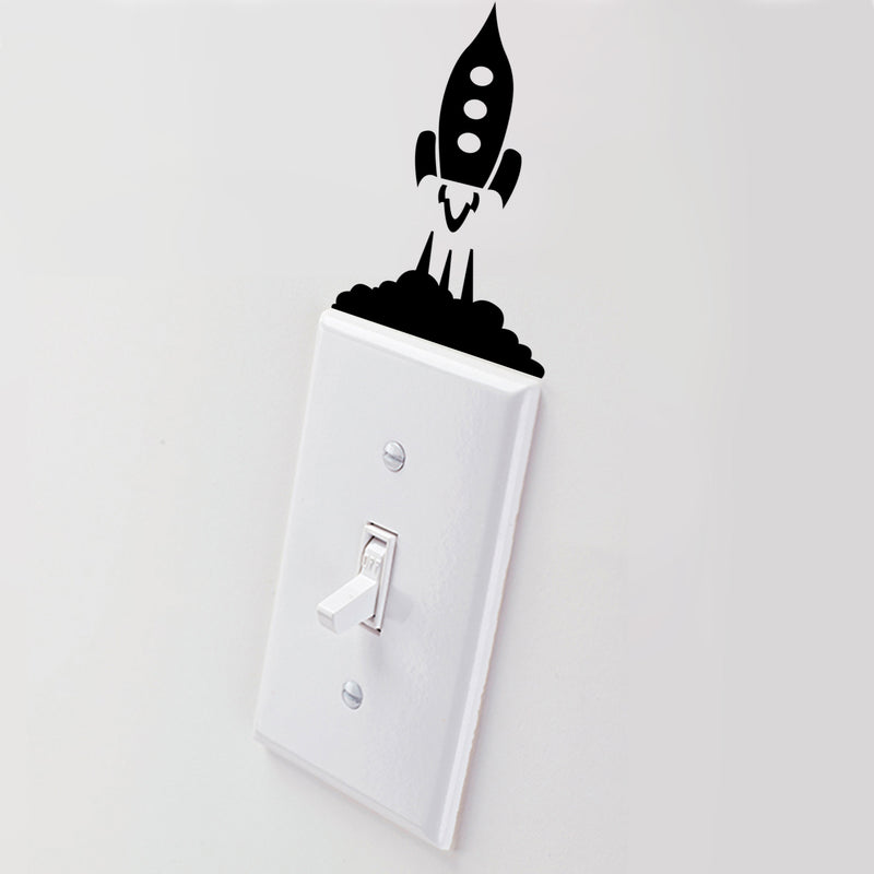 Vinyl Wall Art Decal - Little Rocket Ship - Cool Decor For Light Switch Window Mirror Luggage Car Bumper Laptop Computer Home Bedroom Living Room Nursery Playroom Designs 2