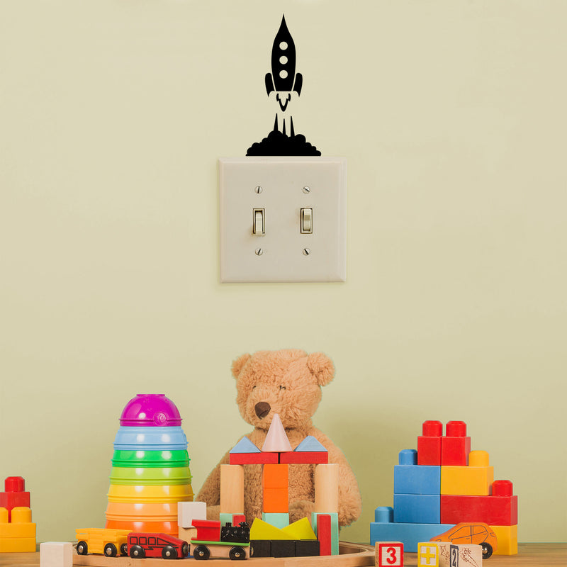 Vinyl Wall Art Decal - Little Rocket Ship - 6" x 3" - Cool Decor for Light Switch Window Mirror Luggage Car Bumper Laptop Computer Home Bedroom Living Room Nursery Playroom Designs 3