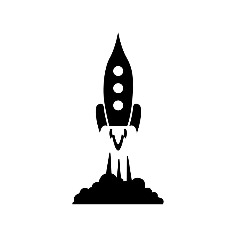 Vinyl Wall Art Decal - Little Rocket Ship - 6" x 3" - Cool Decor for Light Switch Window Mirror Luggage Car Bumper Laptop Computer Home Bedroom Living Room Nursery Playroom Designs 1