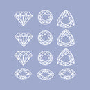 Set of 12 Vinyl Wall Art Decals - Jewels - from 5" x 6" Each - Modern Home Bedroom Living Room Apartment Nursery Playroom - Girly Toddler Teens Women’s Indoor Outdoor Decor (from 5" x 6" Each; White) 3