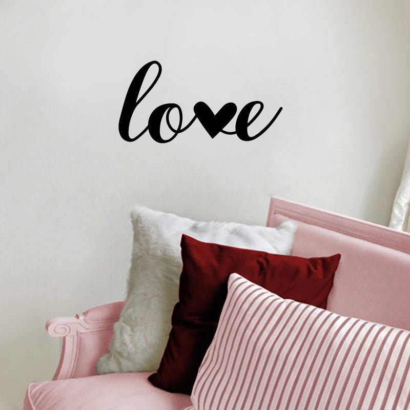 Valentines Day Vinyl Wall Art Decal - Love - 10" x 20" - Modern Love Heart Trendy Home Living Room Bedroom Sticker - Cute Indoor Outdoor Quote for Office Workplace Apartment Decor (10" x 20"; Black) 3