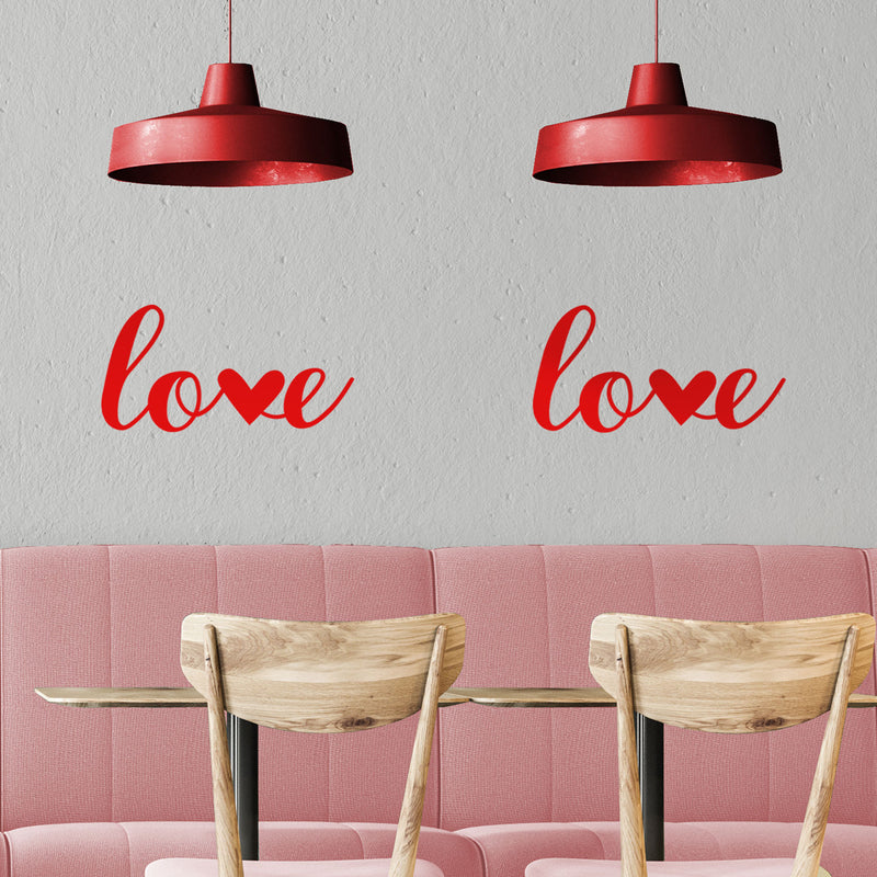 Valentines Day Vinyl Wall Art Decal - Love - 10" x 20" - Modern Love Heart Trendy Home Living Room Bedroom Sticker - Cute Indoor Outdoor Quote for Office Workplace Apartment Decor (10" x 20"; Red) 2