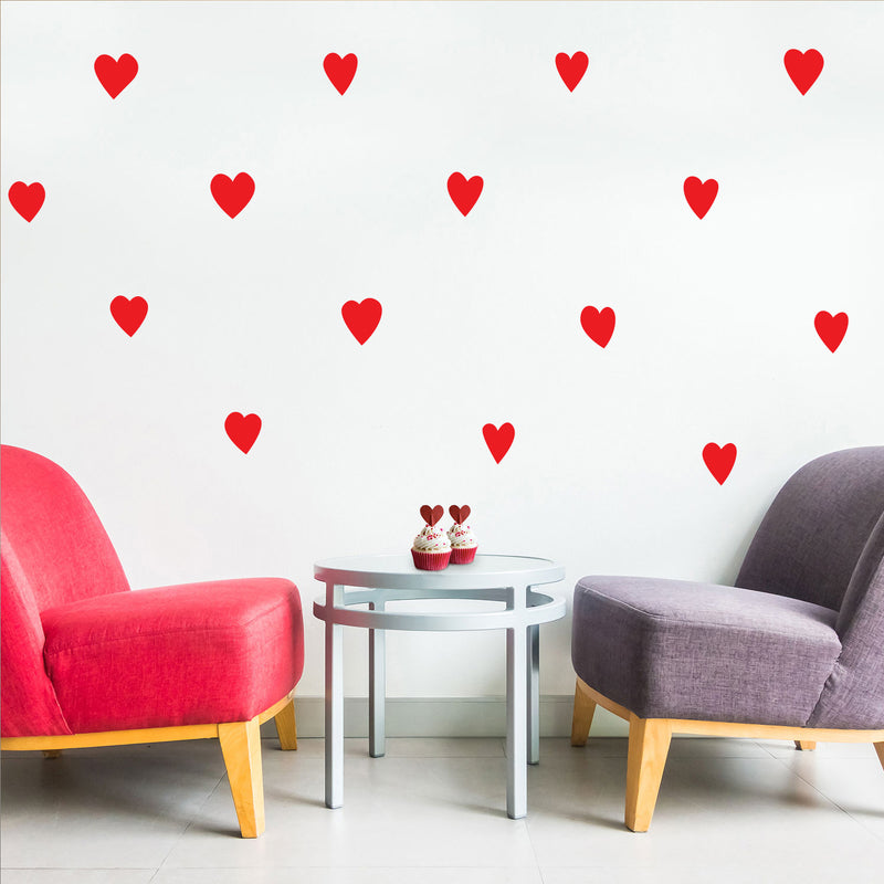 Set of 15 Vinyl Wall Art Decals - Hearts - Each - Valentine's Day Office Workplace Indoor Outdoor Decor - Cute Love Home Bedroom Living Room Apartment Nursery Playroom Stickers 2