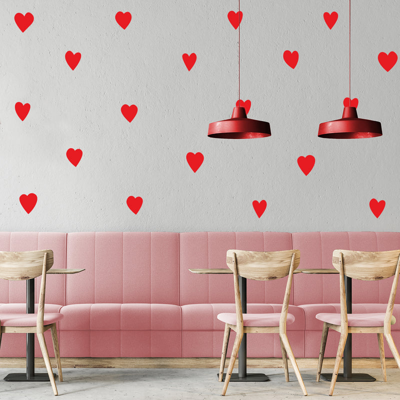 Set of 15 Vinyl Wall Art Decals - Hearts - Each - Valentine's Day Office Workplace Indoor Outdoor Decor - Cute Love Home Bedroom Living Room Apartment Nursery Playroom Stickers 3