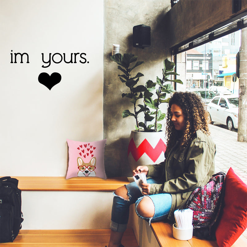 Valentines Day Vinyl Wall Art Decal - I’m Yours with Heart - Valentine’s Home Living Room Bedroom Sticker - Indoor Outdoor Positive Household Couples Apartment Decor (12" x 23"; Black) 2