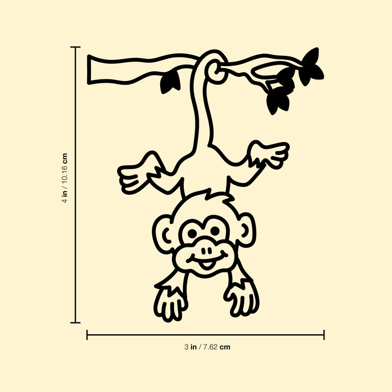 Vinyl Wall Art Decal - Monkey Hanging On Branch - Fun Decor For Light Switch Kids Boy Girl Bedroom Decor for Light Switch - Laptop Computer Peel And Stick Sticker Designs 4