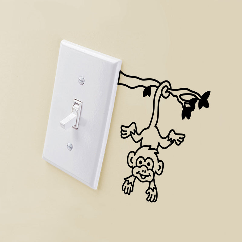 Vinyl Wall Art Decal - Monkey Hanging On Branch - Fun Decor For Light Switch Kids Boy Girl Bedroom Decor for Light Switch - Laptop Computer Peel And Stick Sticker Designs 2