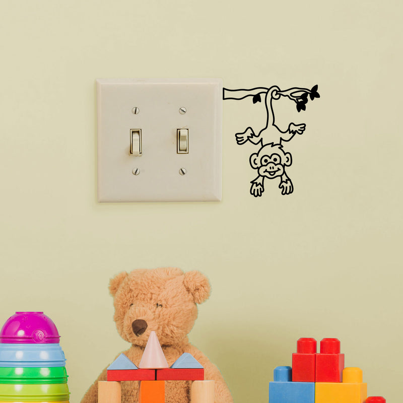Vinyl Wall Art Decal - Monkey Hanging On Branch - Fun Decor For Light Switch Kids Boy Girl Bedroom Decor for Light Switch - Laptop Computer Peel And Stick Sticker Designs 3