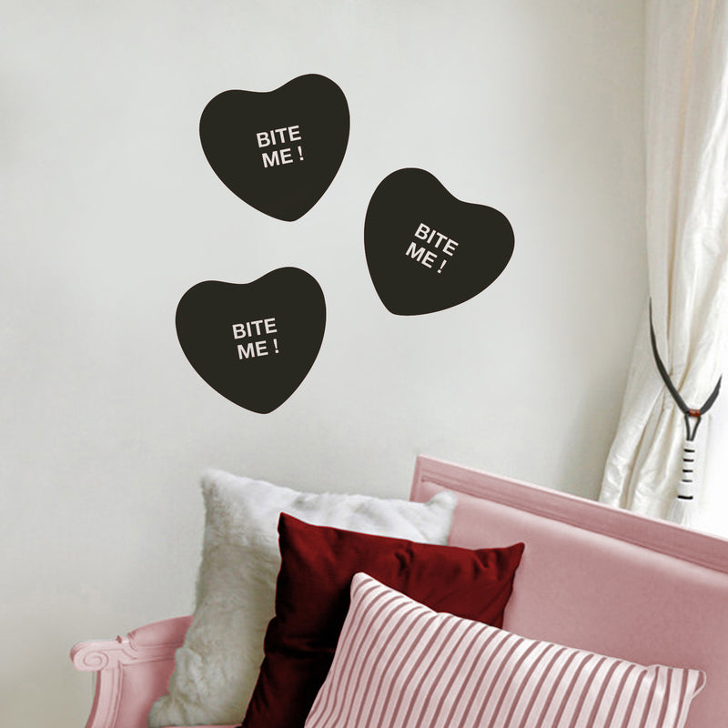 Valentines Day Vinyl Wall Art Decal - Bite Me Heart Candy - Valentine’s Home Living Room Bedroom Sticker - Indoor Outdoor Positive Household Couples Apartment Decor (10" x 11"; Black) 2